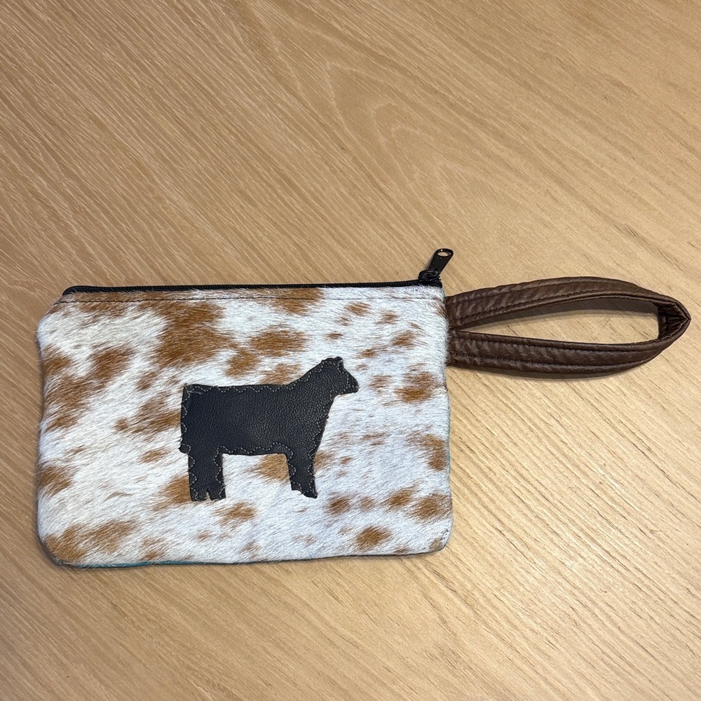 Spotted Cowhide Wristlet Pouch